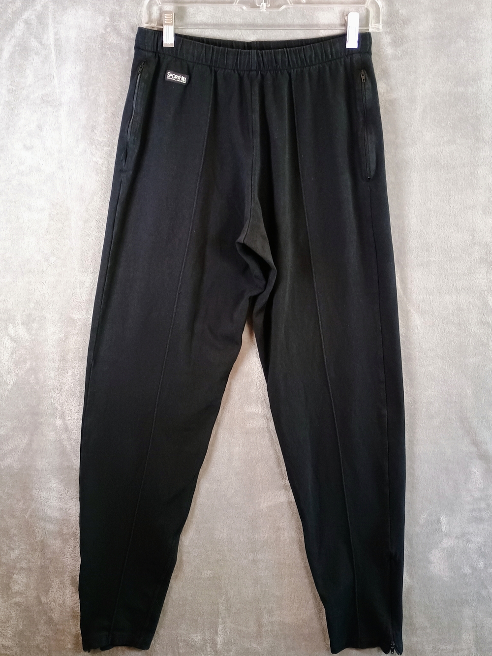 Women's Black Track Joggers with Elastic Waist Large Long